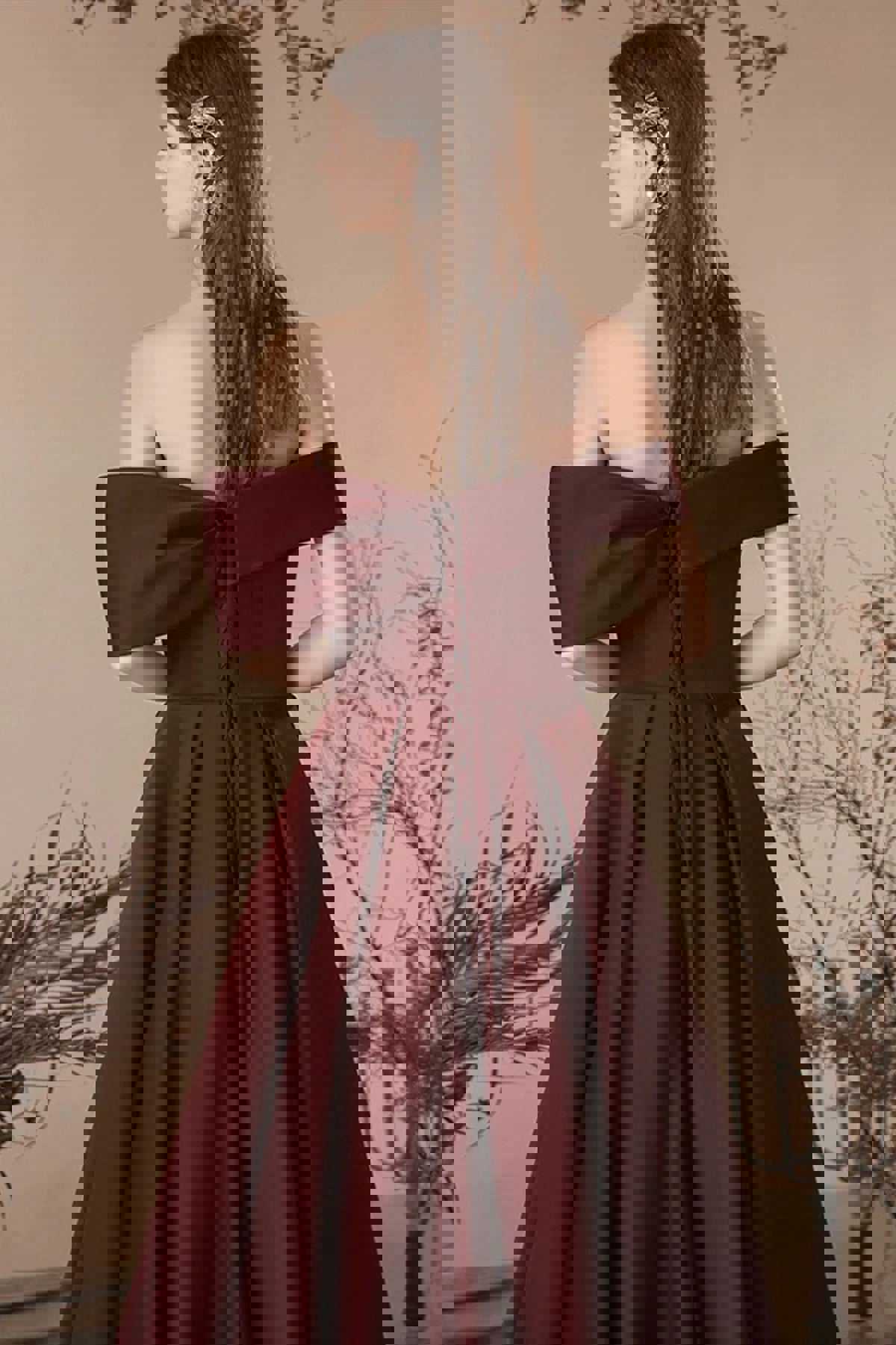 Off the Shoulder Burgundy Satin Long Prom Dresses, Wine Red Formal Evening Gown