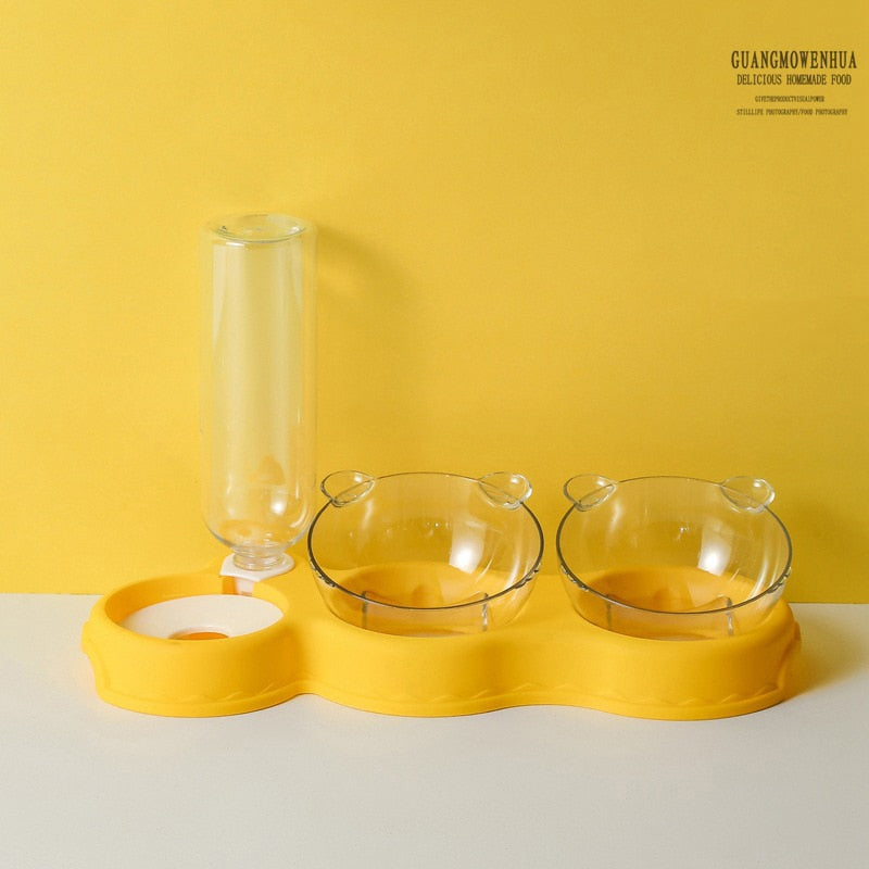 3 in 1 Cat Food Bowl Automatic Feeder Water Dispenser & Food Container