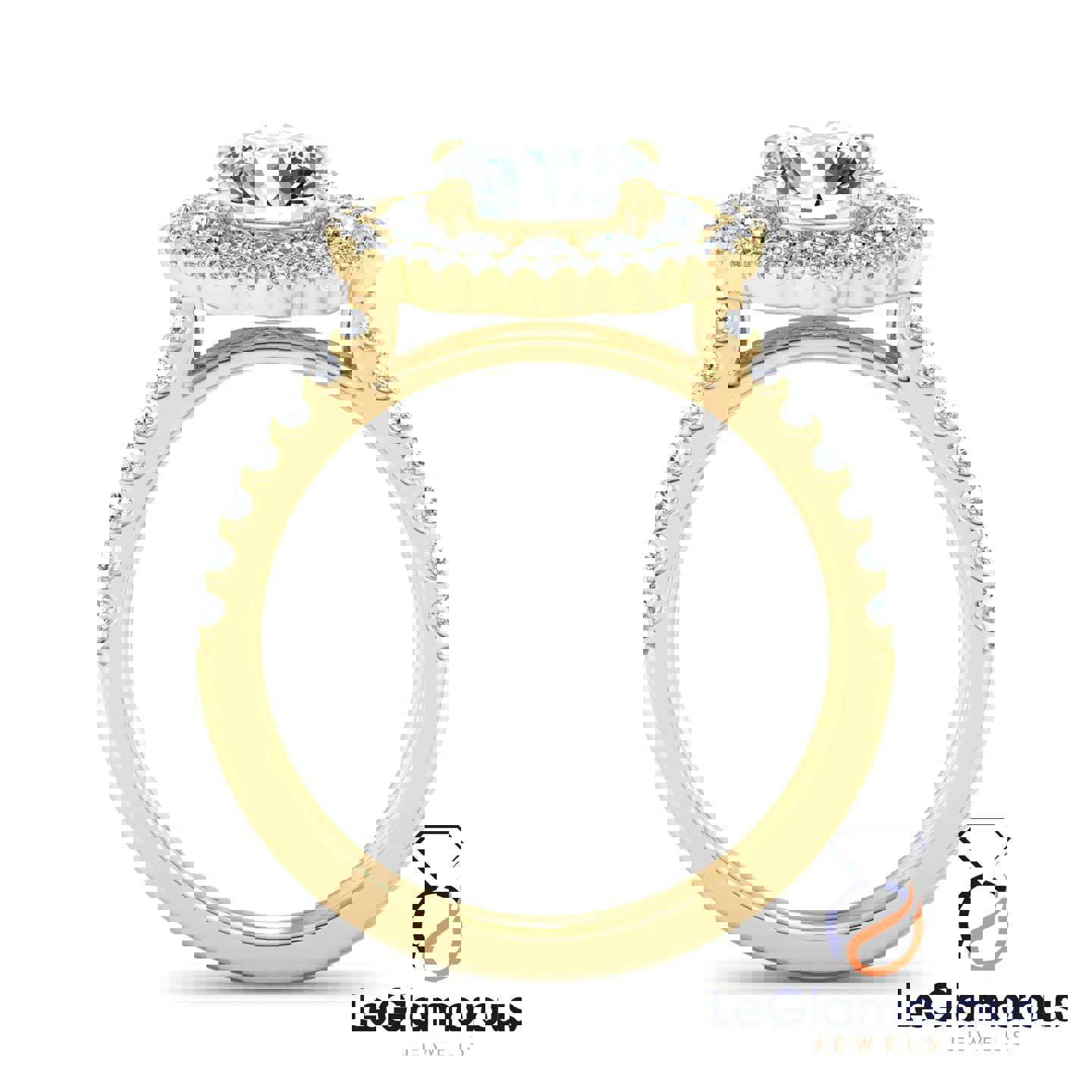 Double Halo Round Cut Lab Grown Diamond Engagement Ring - IGI Certified