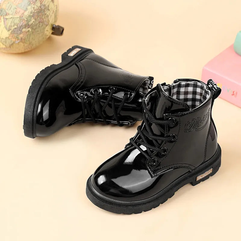 2024 New Winter Children PU Leather Waterproof Snow Boots