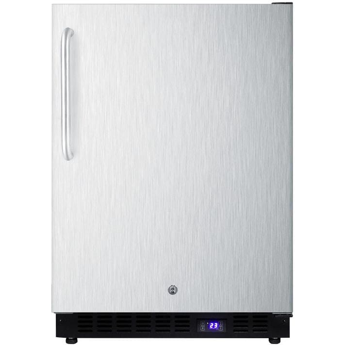 Summit 24-Inch Outdoor Rated Compact Freezer with Ice Maker - Stainless Steel