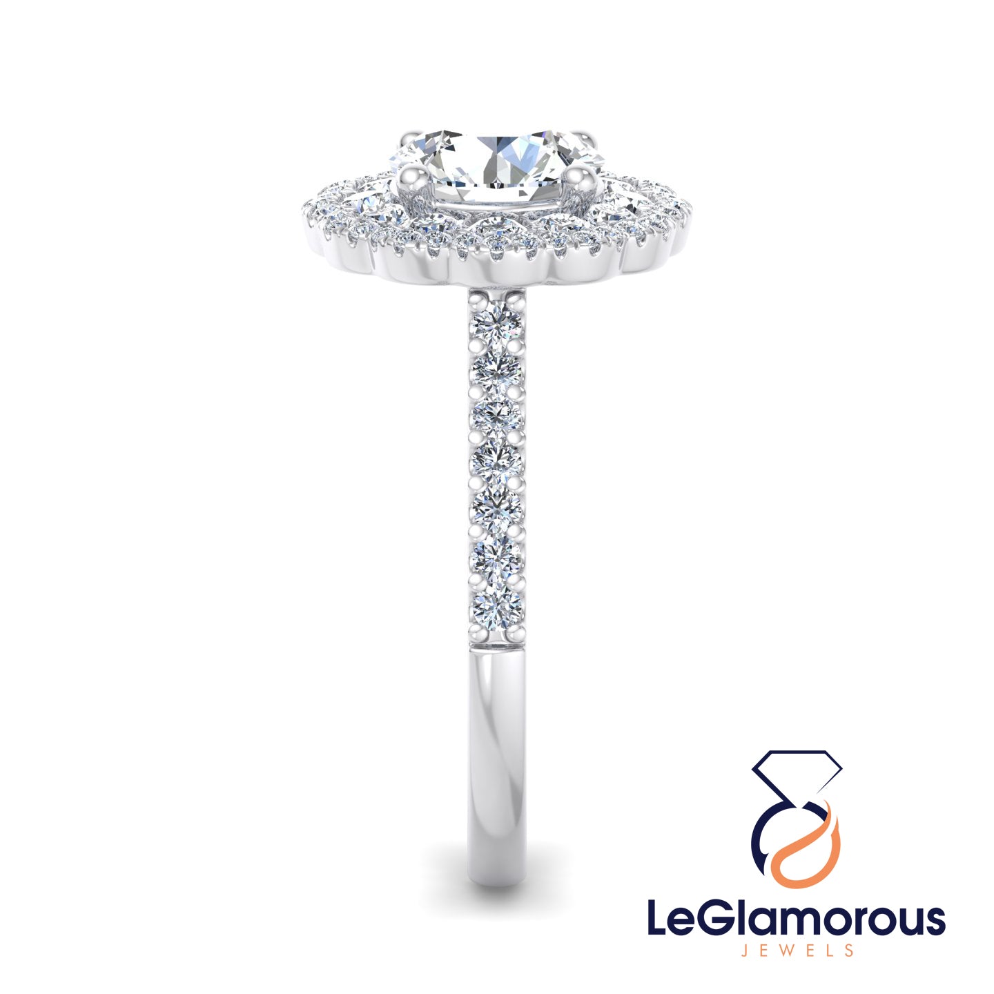 Double Halo Round Cut Lab Grown Diamond Engagement Ring - IGI Certified