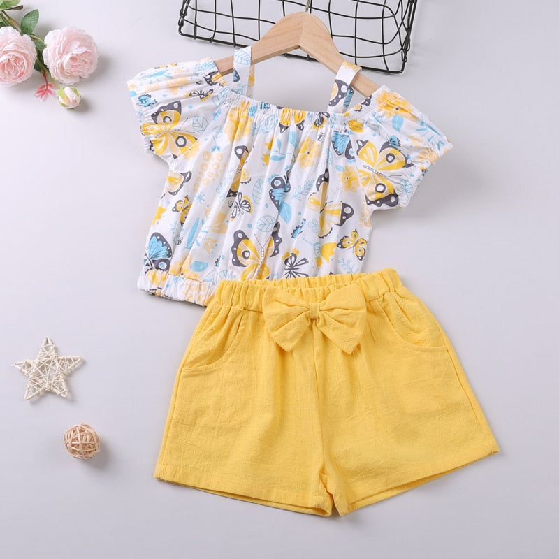 Kids Girls 2 Piece Trendy Summer Clothing Sets