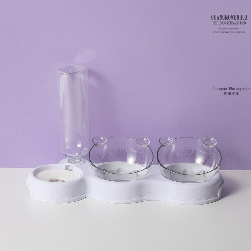 3 in 1 Cat Food Bowl Automatic Feeder Water Dispenser & Food Container