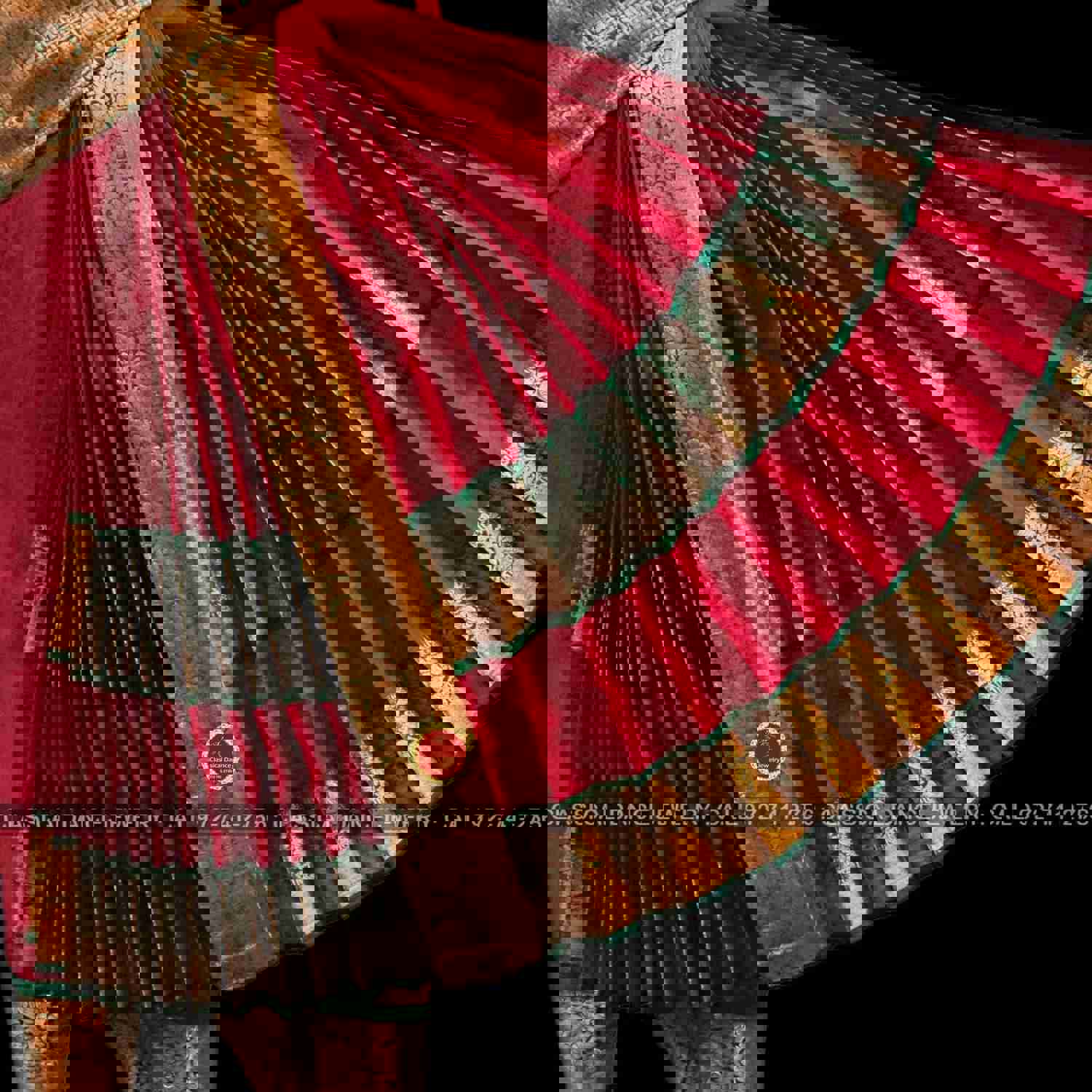 BROWN GREEN 36 inchs Pant Length KUCHIPUDI Copper Zari Indian Dance Costume | Art Silk Dharmavaram Kanchi | Classical Dance Jewelry