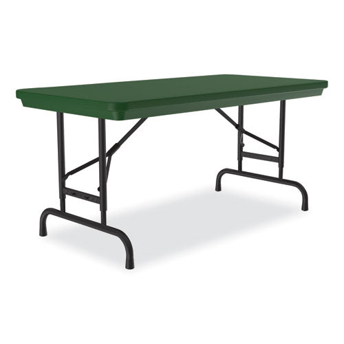 Correll Adjustable Folding Table - 48x24x22 to 32 Inches, Green Top, Black Legs