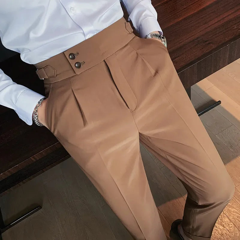 Nukty Men Suit Pants - British Style Business Casual Slim Fit Dress Pants