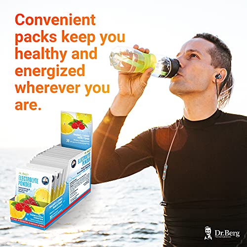 Dr. Berg's Electrolyte Powder Packets - Keto-Friendly Hydration Supplement with Raspberry Lemon Flavor (30 Counts)