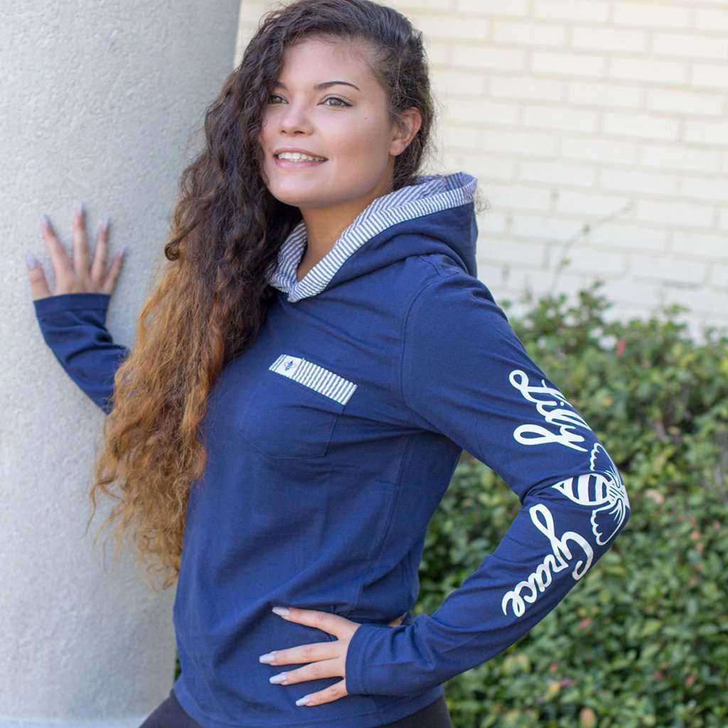 Junior Hoodie Tee in True Navy by Lily Grace