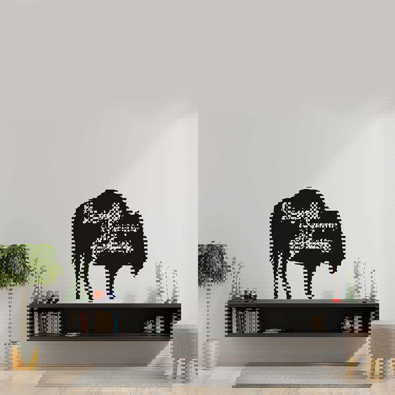 Animal Life Quote Vinyl Wall Sticker Decal - Strength Buffalo Motivation Quote