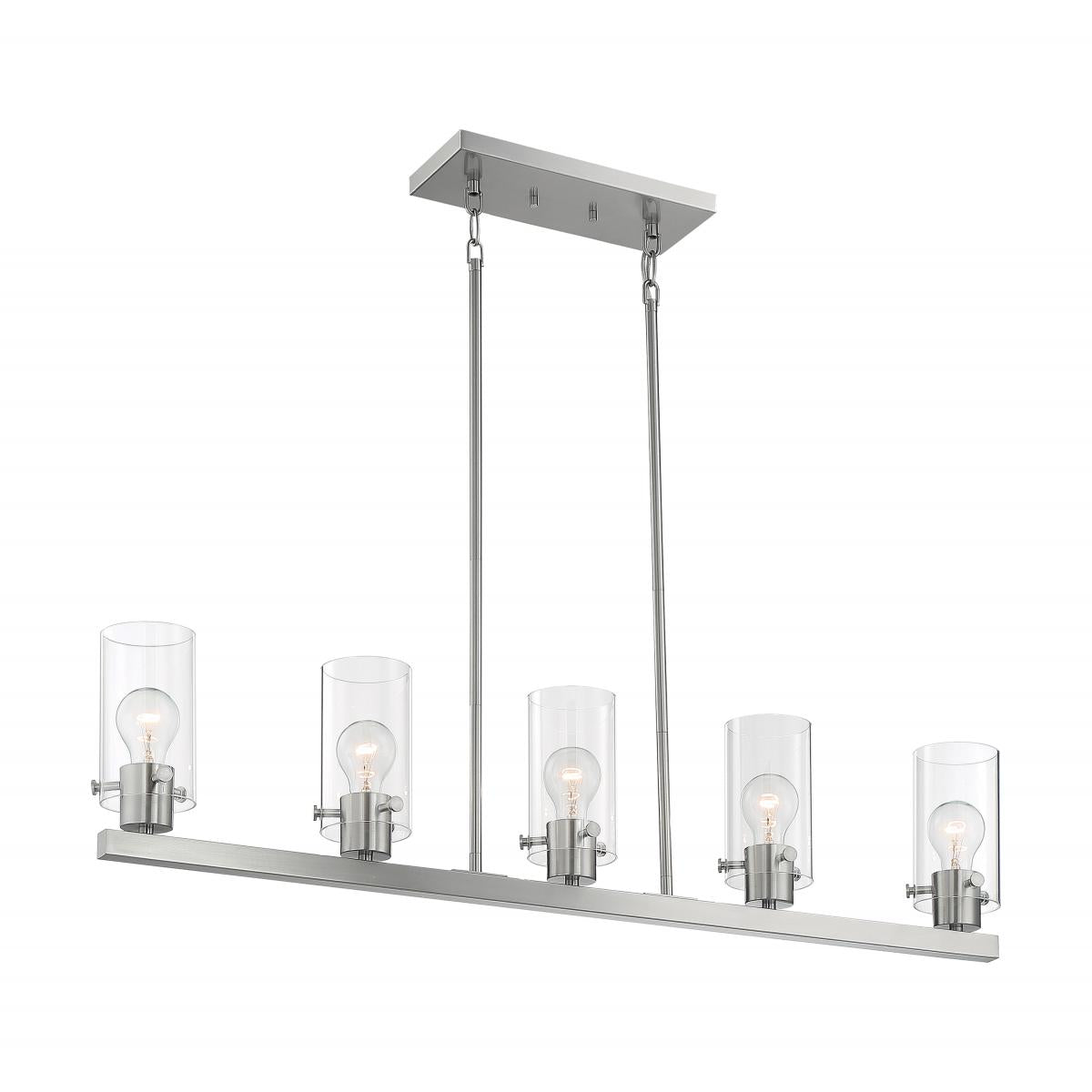 Sommerset 5 Light Island Pendant with Clear Glass - Brushed Nickel Finish