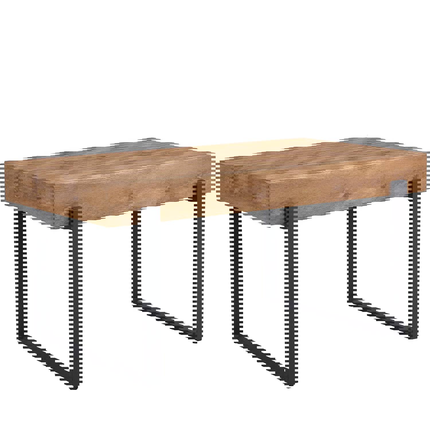 59 Inch Modern Dining Table, Rectangular Wooden Table Top with Metal Base for Dining Room, Home Office, Living Room