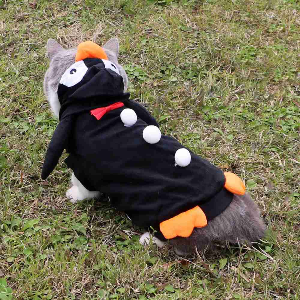Black Cute Penguin Shape Pet Clothes Cosplay Soft Texture Dogs Hooded Coat Costume Halloween Pets Supplies