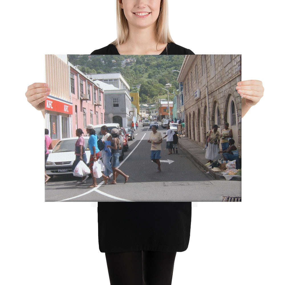 St. Vincent and the Grenadines Canvas Wall Art - Saturday Morning Shopping