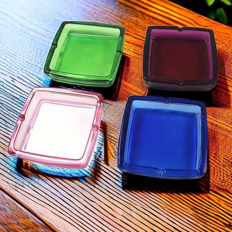 1pc Square Glass Ashtray for Living Room, Restaurant, Hotel