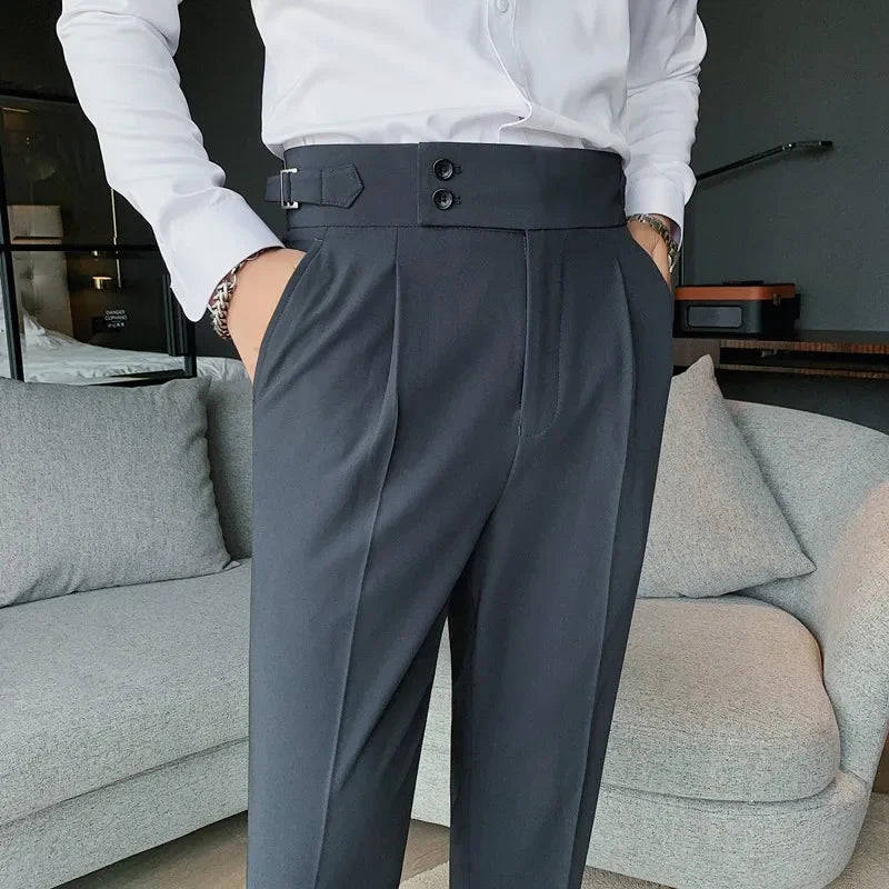 Nukty Men Suit Pants - British Style Business Casual Slim Fit Dress Pants