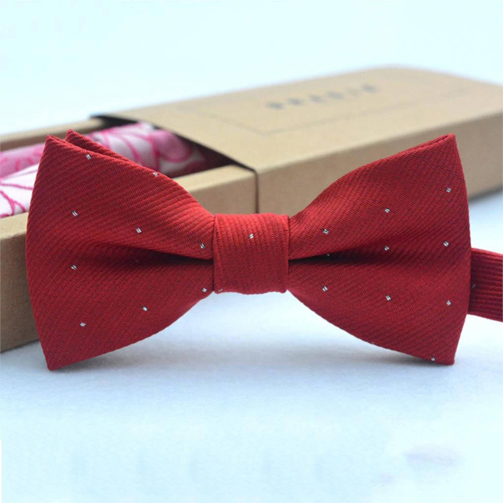Children Bow Tie for Baby Boy - Solid Color Gentleman Shirt Neck Tie with Dot Pattern