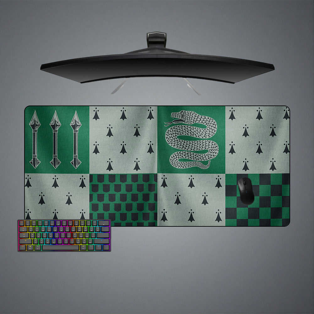 Slytherin Flag Design Gaming Mouse Pad - M-XXL Size for Computer Desk