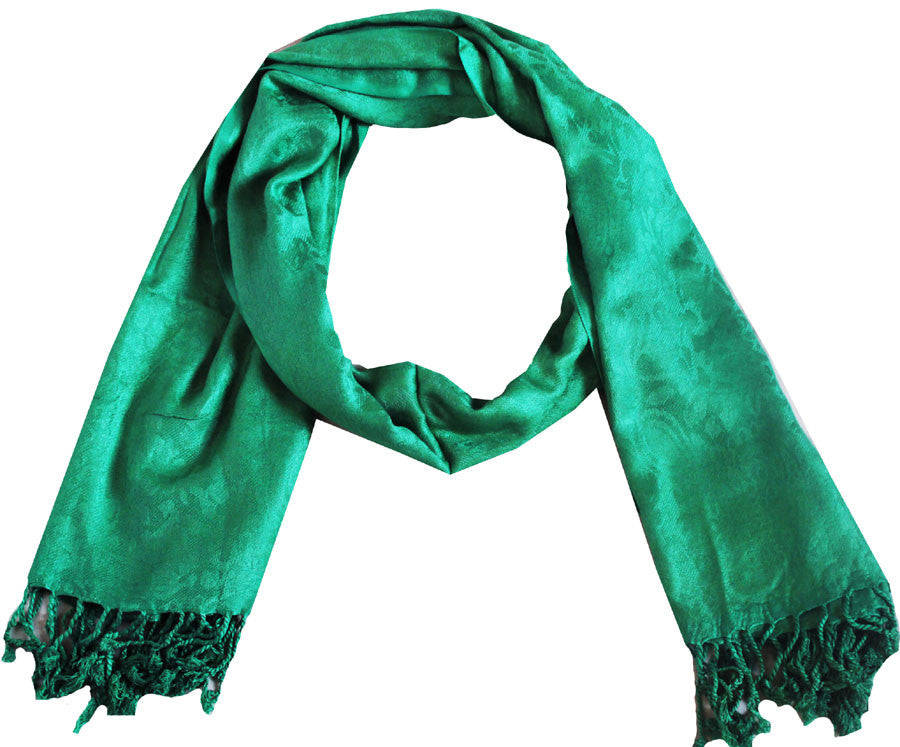 Indian Shawl Scarf for Women - Reversible Viscose Wrap (Green, 68x29 inches)