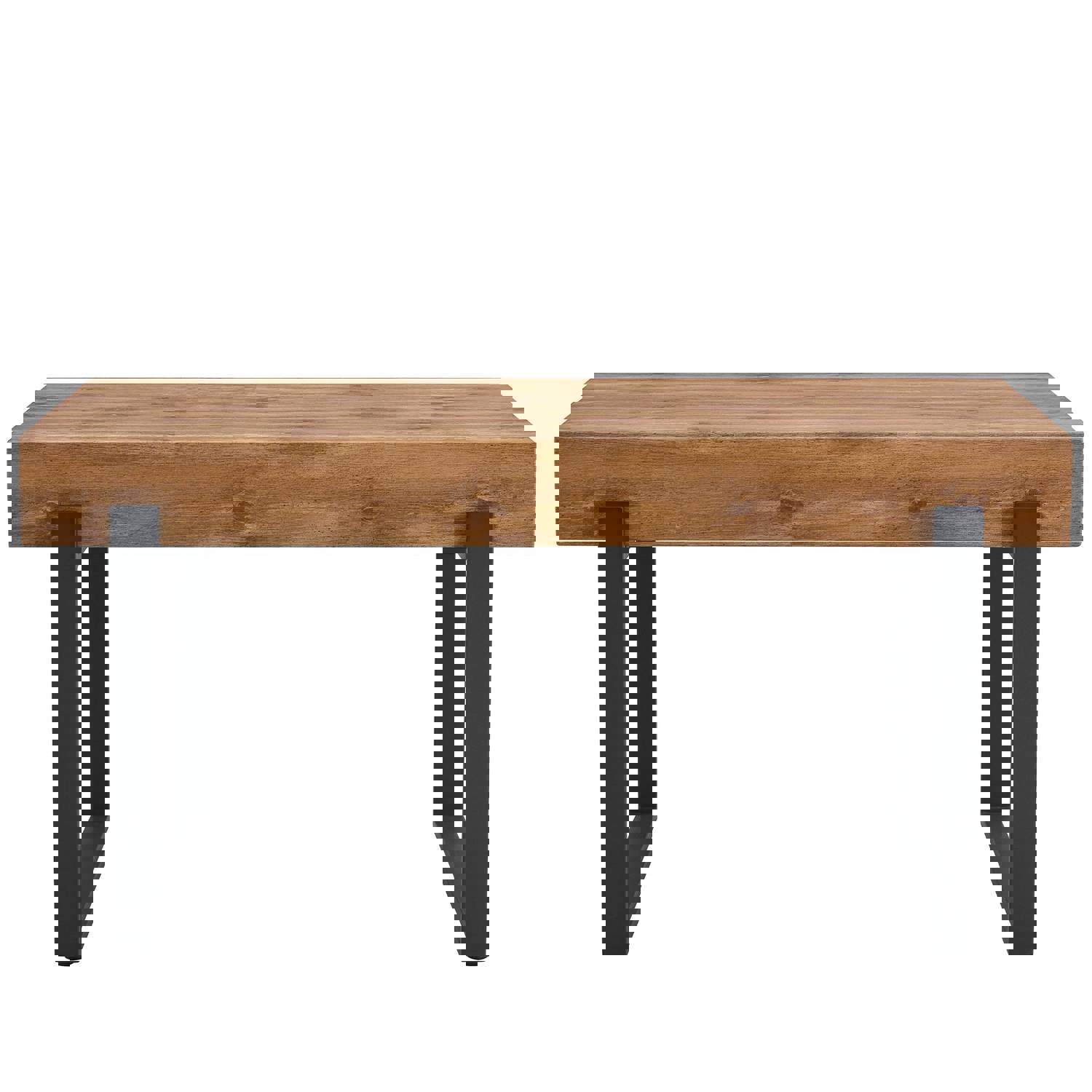 59 Inch Modern Dining Table, Rectangular Wooden Table Top with Metal Base for Dining Room, Home Office, Living Room