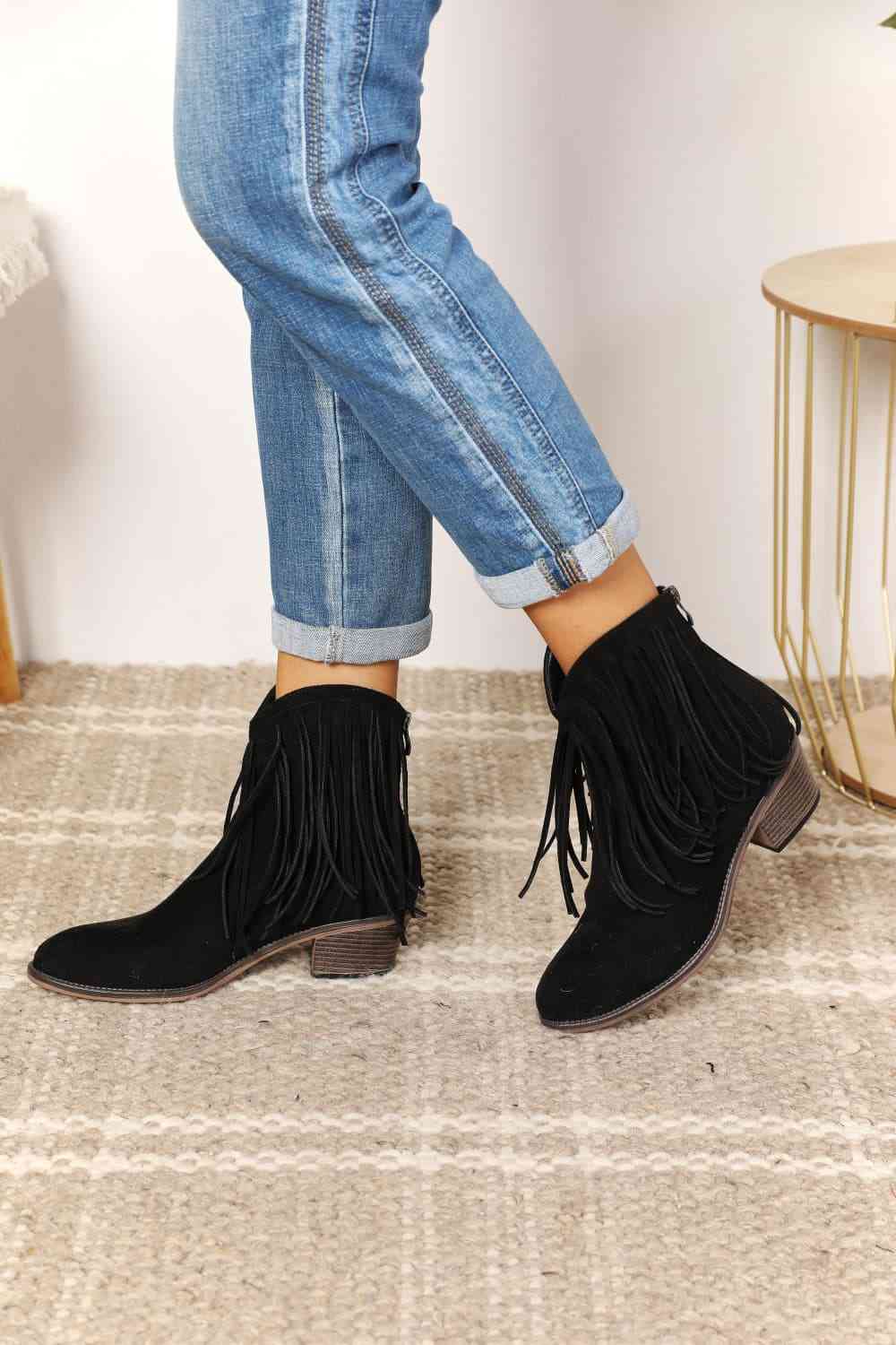 Legend Womens Fringe Cowboy Western Ankle Boots