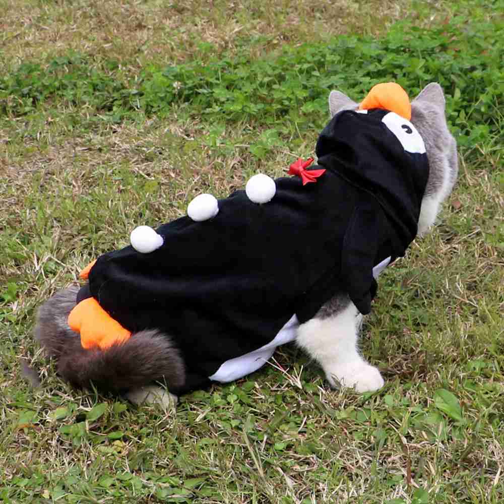 Black Cute Penguin Shape Pet Clothes Cosplay Soft Texture Dogs Hooded Coat Costume Halloween Pets Supplies