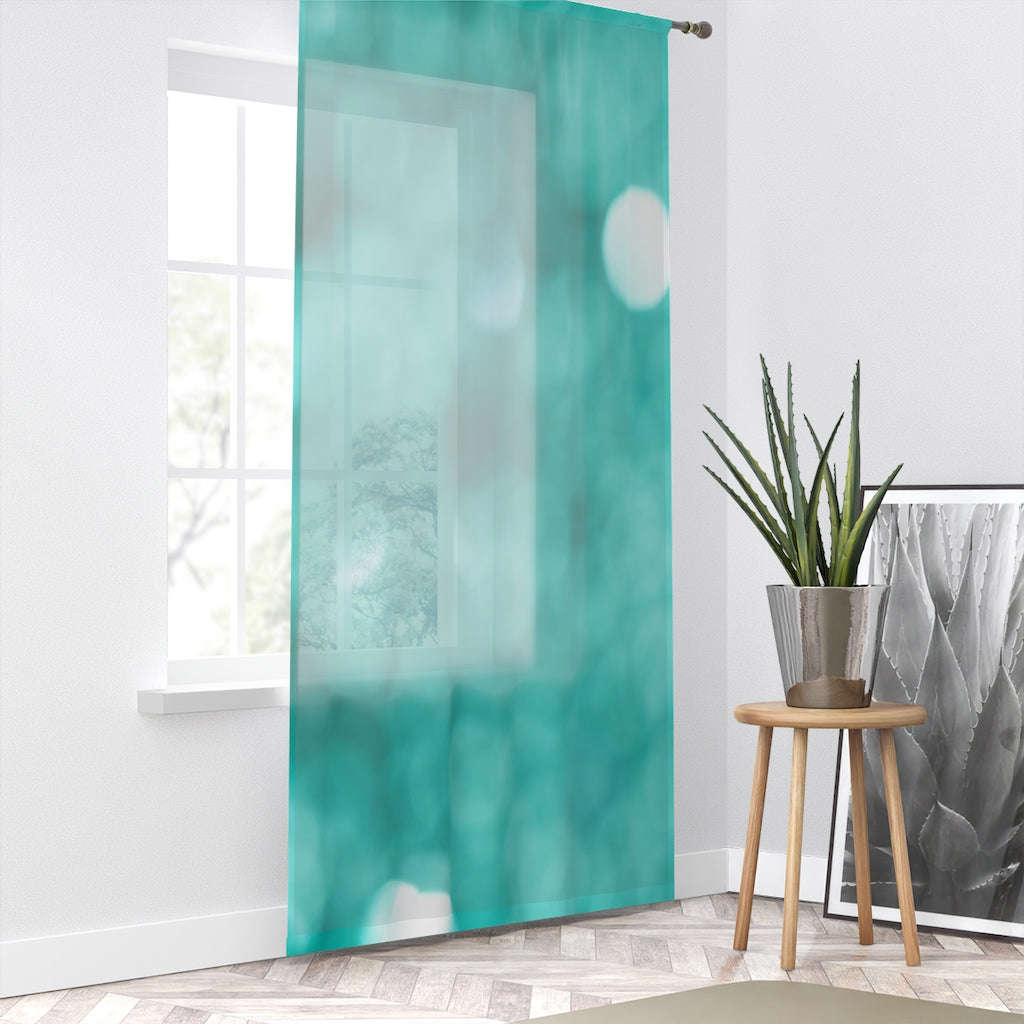 AQUA BLUE GLITTER REFLECTION - SHEER Window Curtain
