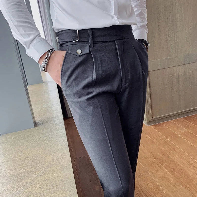Nukty Men Suit Pants - British Style Business Casual Slim Fit Dress Pants