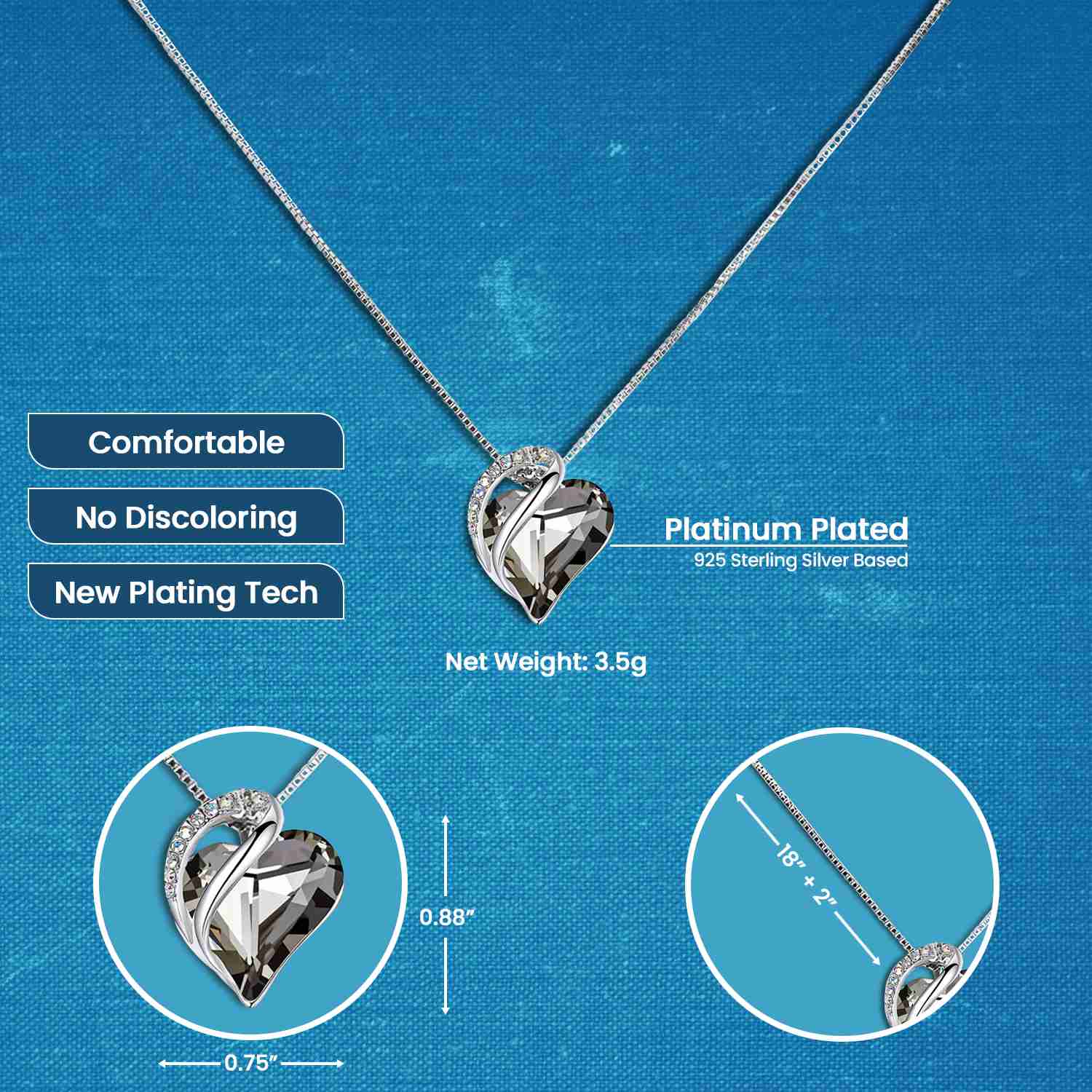 Infinity Love Heart Pendant - Sterling Silver Birthstone Necklace for Women