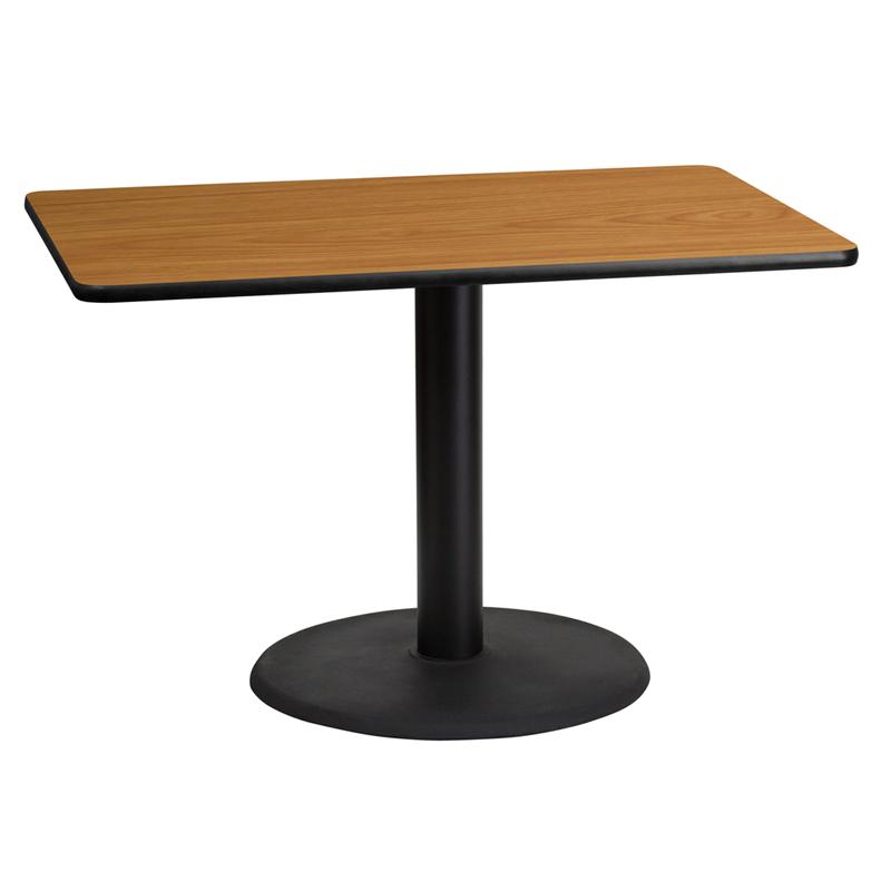 Flash Furniture 30 x 45 Rectangular Natural Laminate Table Top with 24 Round Table Height Base