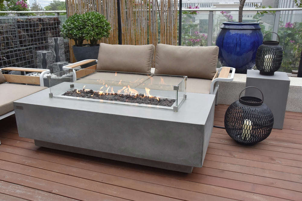 Granville Outdoor Fire Pit Table with Cover and Lava Rocks
