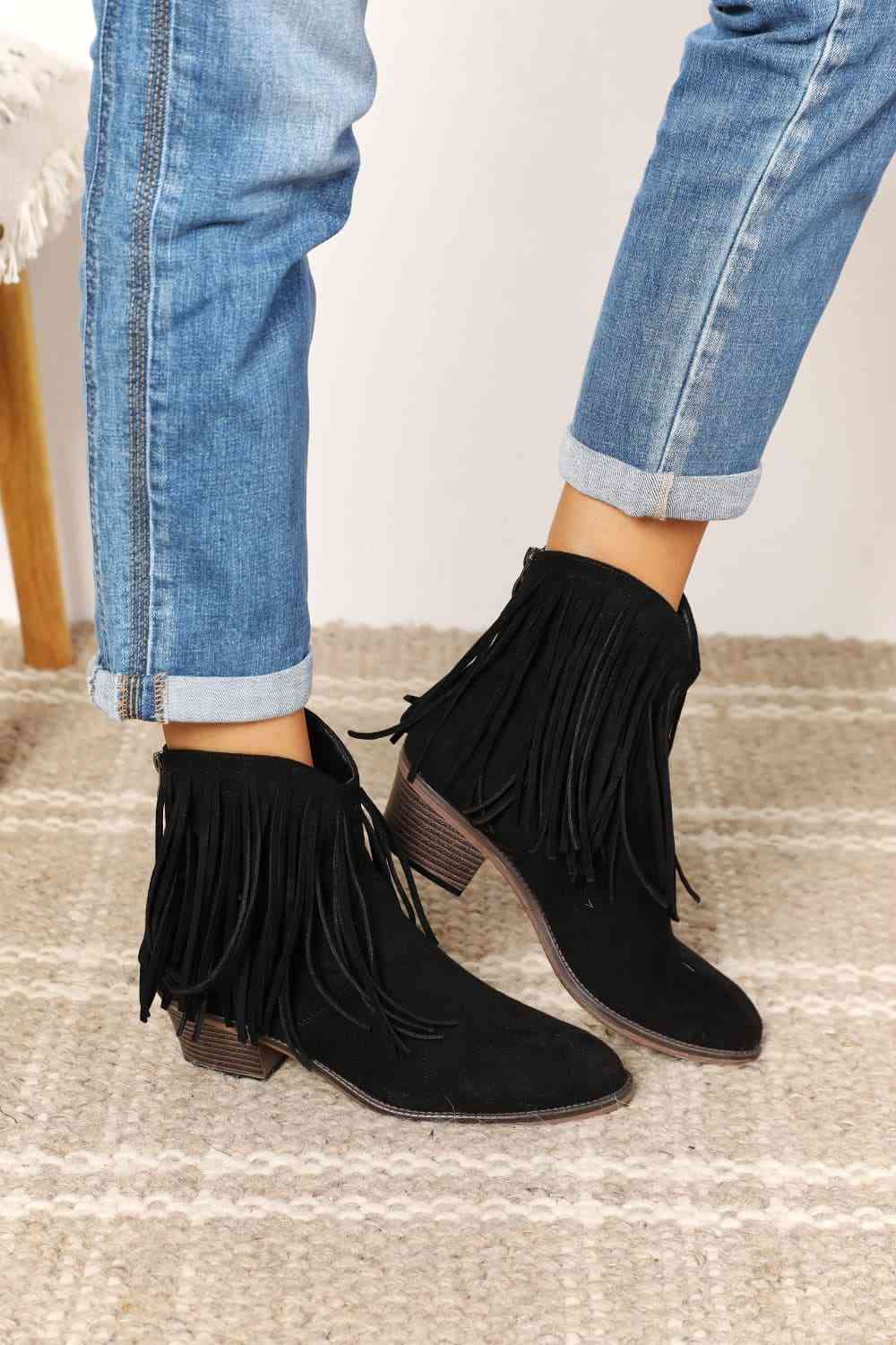 Legend Womens Fringe Cowboy Western Ankle Boots