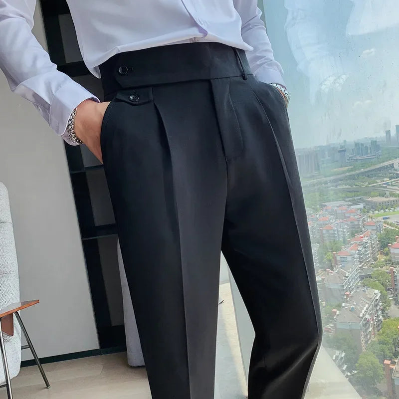 Nukty Men Suit Pants - British Style Business Casual Slim Fit Dress Pants