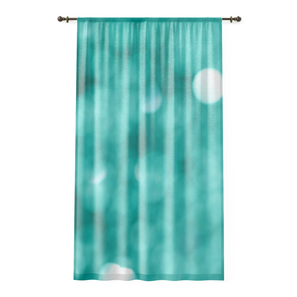 AQUA BLUE GLITTER REFLECTION - SHEER Window Curtain