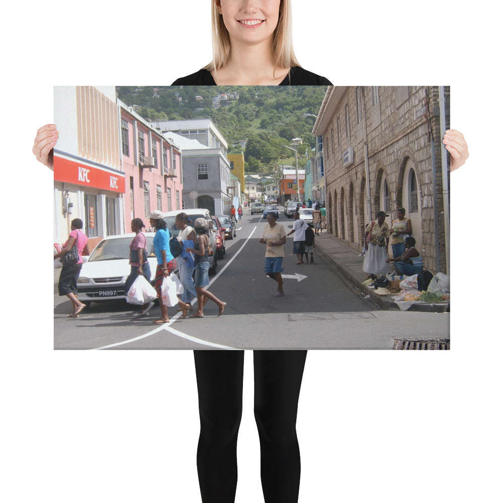 St. Vincent and the Grenadines Canvas Wall Art - Saturday Morning Shopping