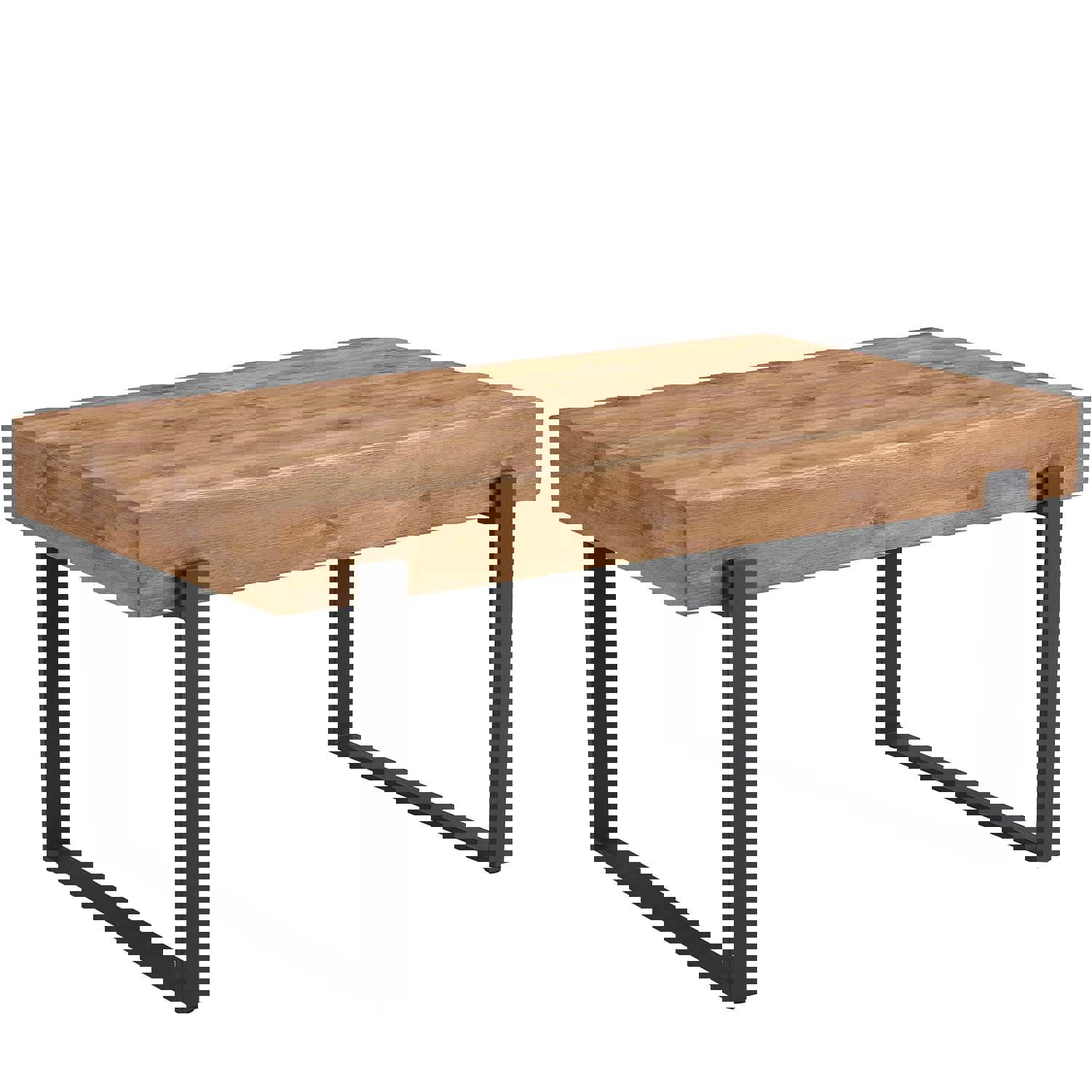 59 Inch Modern Dining Table, Rectangular Wooden Table Top with Metal Base for Dining Room, Home Office, Living Room