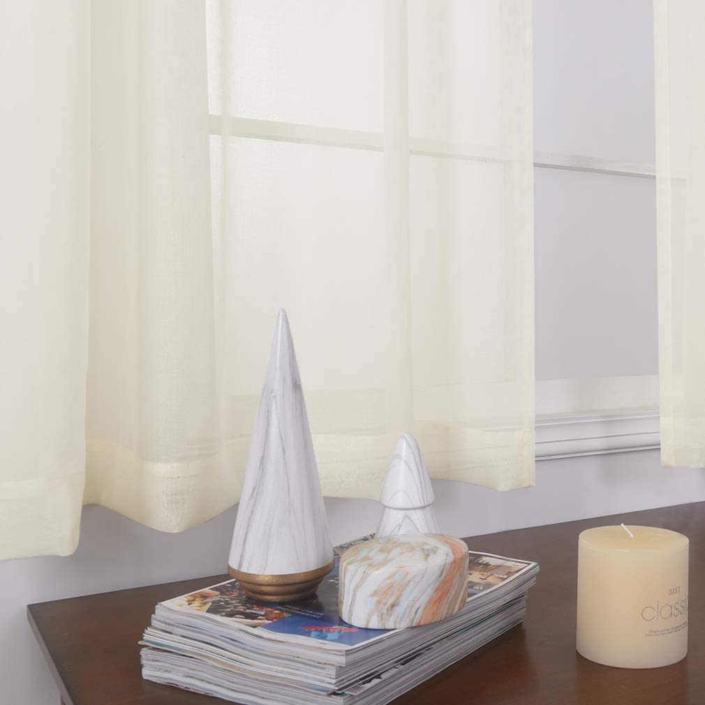 Sheer Curtains for Living Room and Bedroom - Semi Crinkle Voile Extra Wide Drapes