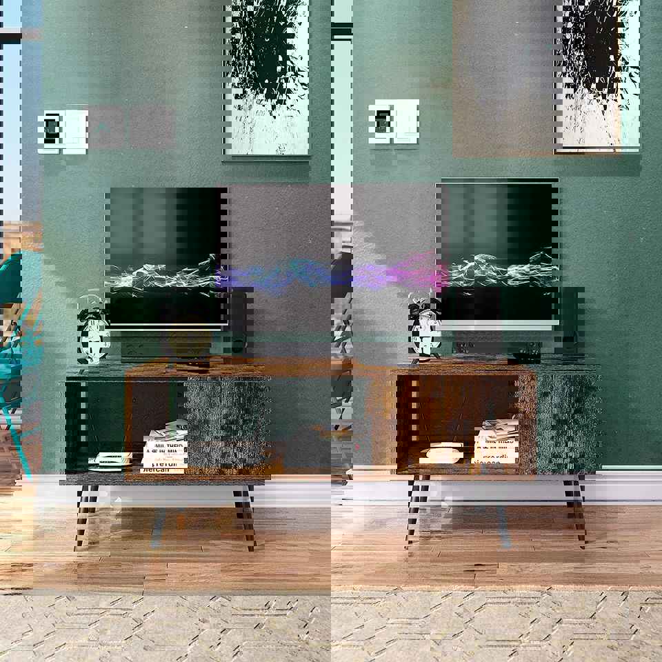 39 Retro Rectangular Coffee Table, Mid-Century Accent Table, Rustic Brown