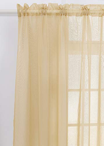 Sheer Curtains for Living Room and Bedroom - Semi Crinkle Voile Extra Wide Drapes