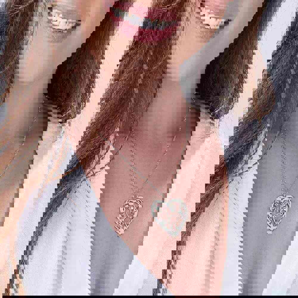 Custom Text Heart Necklace Personalized Silver Name Jewelry for Mother's Day Gift