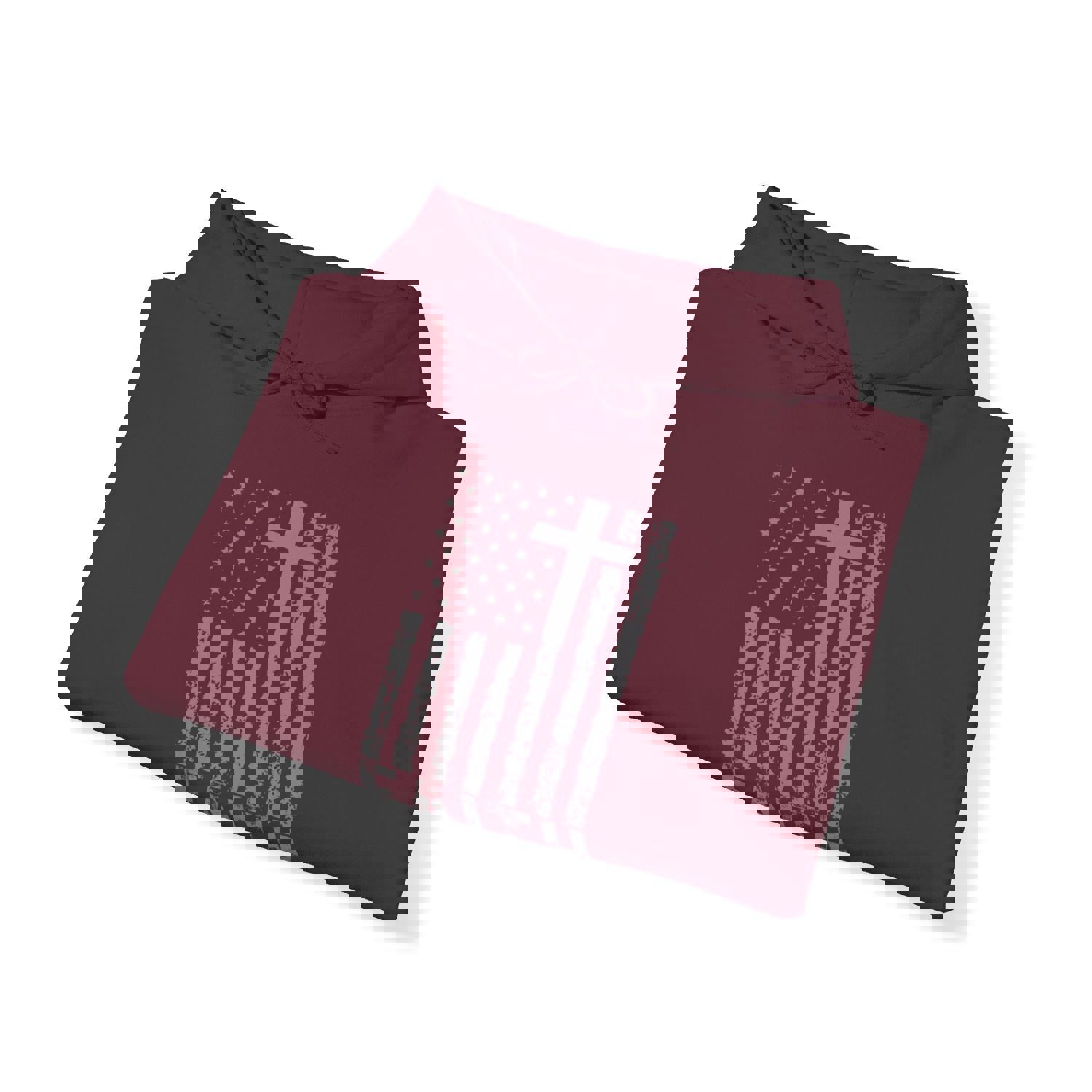 USA Flag Patriotic American Hooded Sweatshirt - Faith Over Fear Prayer Pullover Hoodie