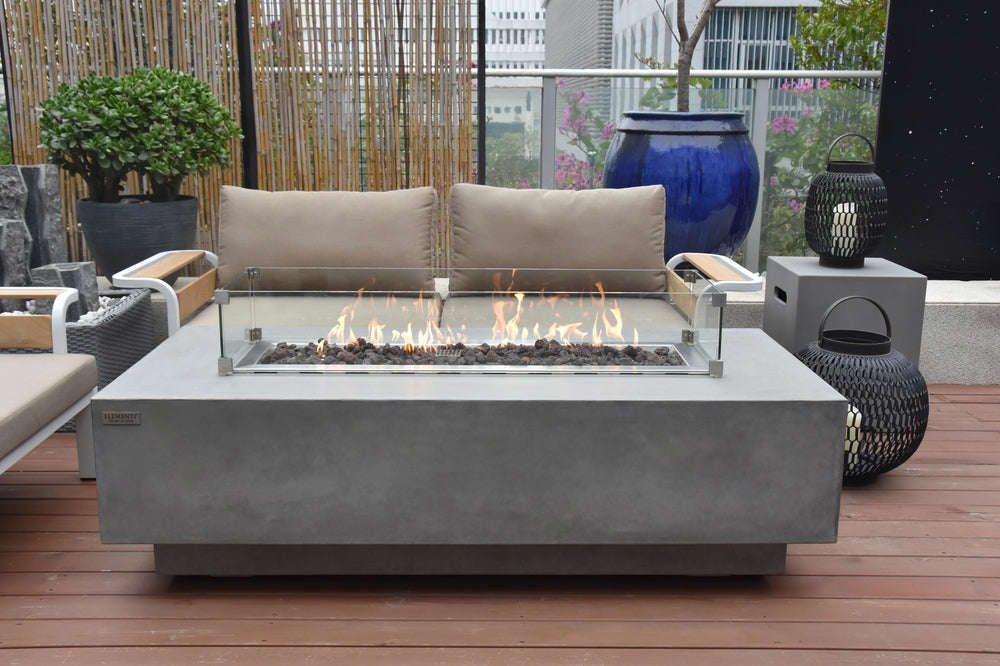 Granville Outdoor Fire Pit Table with Cover and Lava Rocks