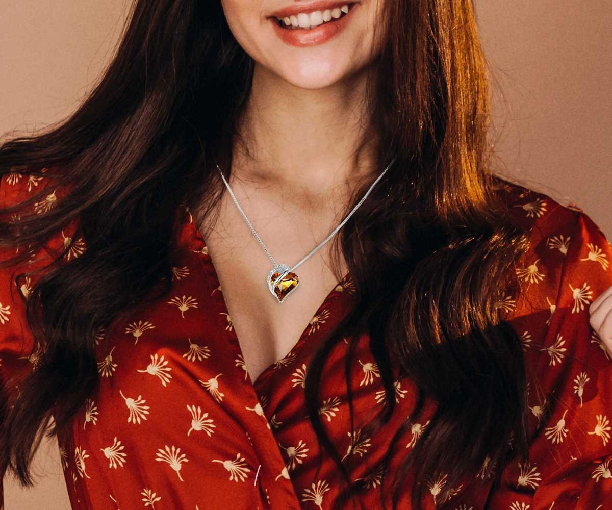 Infinity Love Heart Pendant - Sterling Silver Birthstone Necklace for Women