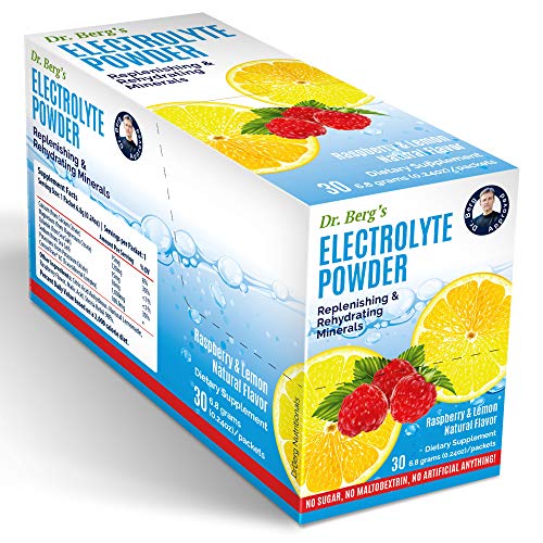 Dr. Berg's Electrolyte Powder Packets - Keto-Friendly Hydration Supplement with Raspberry Lemon Flavor (30 Counts)