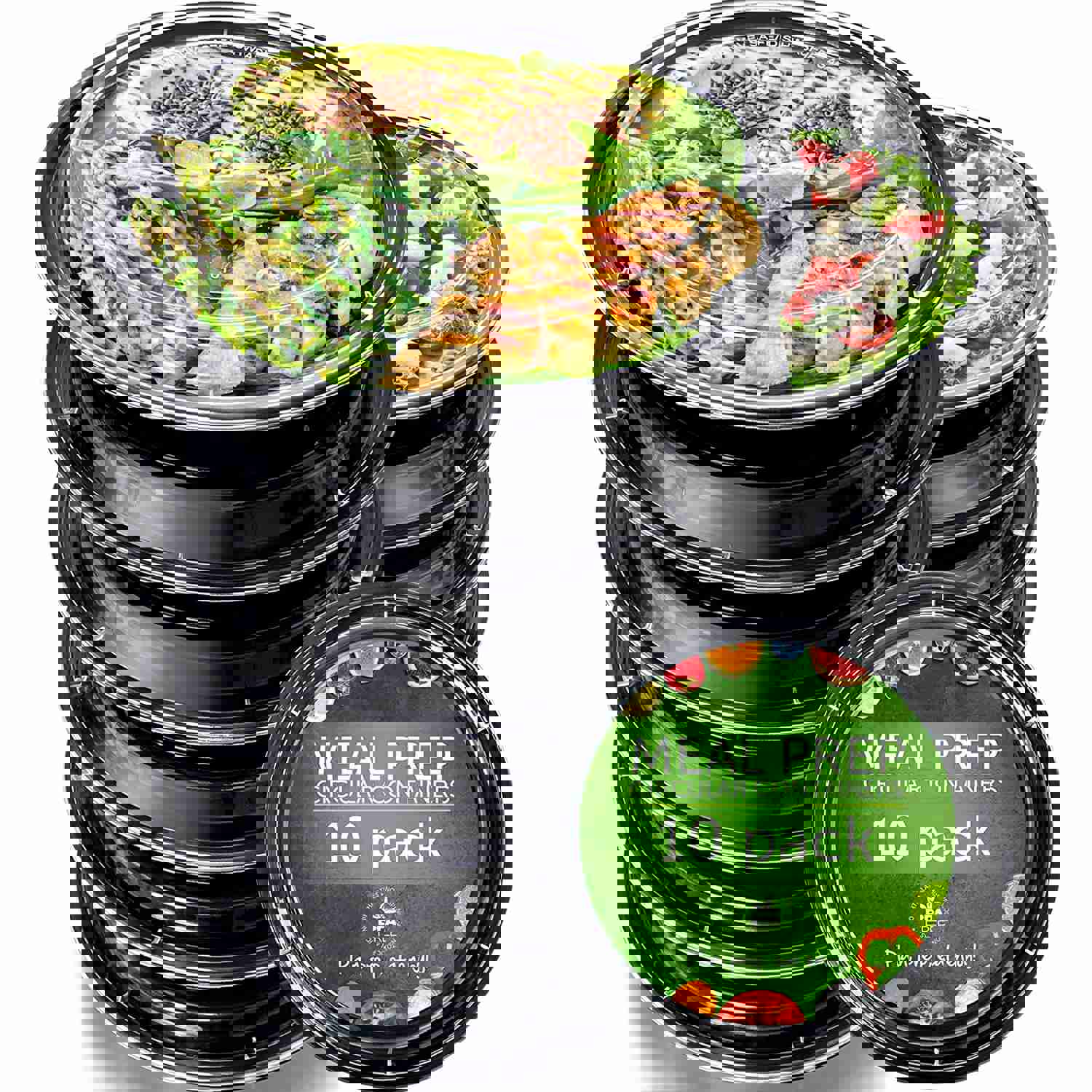 Prep Naturals - 10 Pack 24oz Disposable Meal Prep Containers with Lids, BPA-Free Plastic Food Storage