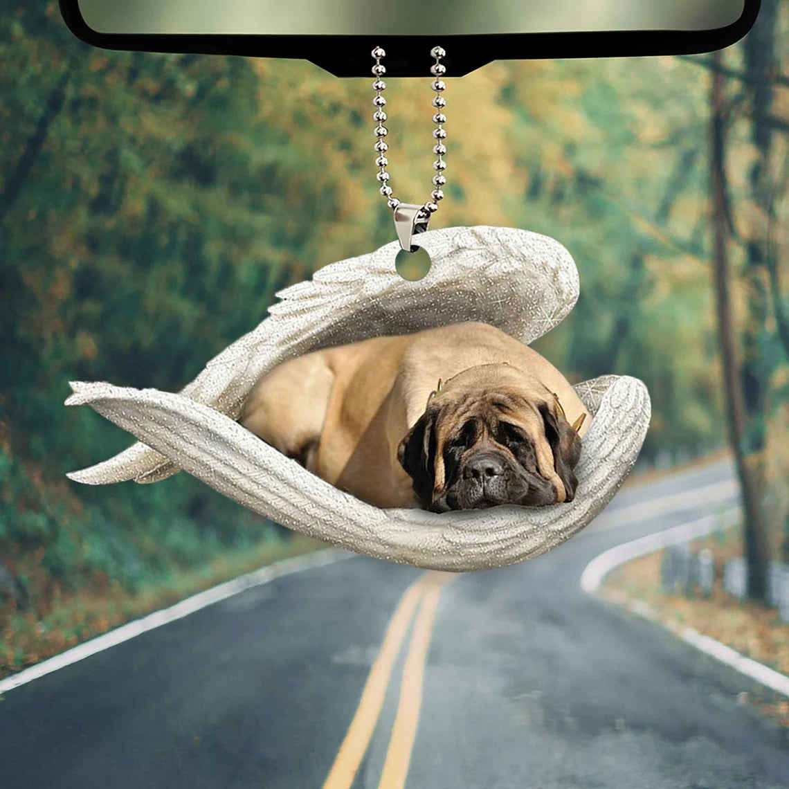 English Mastiff Sleeping Angel Wing - Memorial Dog Lover Rear View Mirror Car Accessory