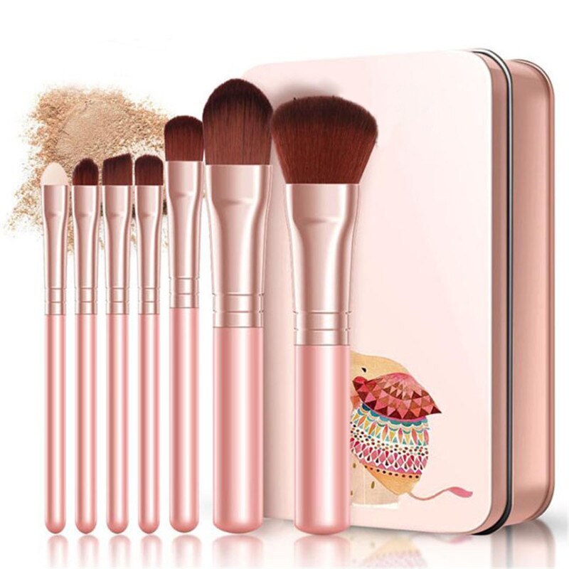 7 Pcs Makeup Brush Set - Soft Eye Shadow Blush Eyebrow Beauty Tools for Women (QS888)