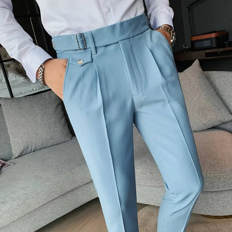 Nukty Men Suit Pants - British Style Business Casual Slim Fit Dress Pants