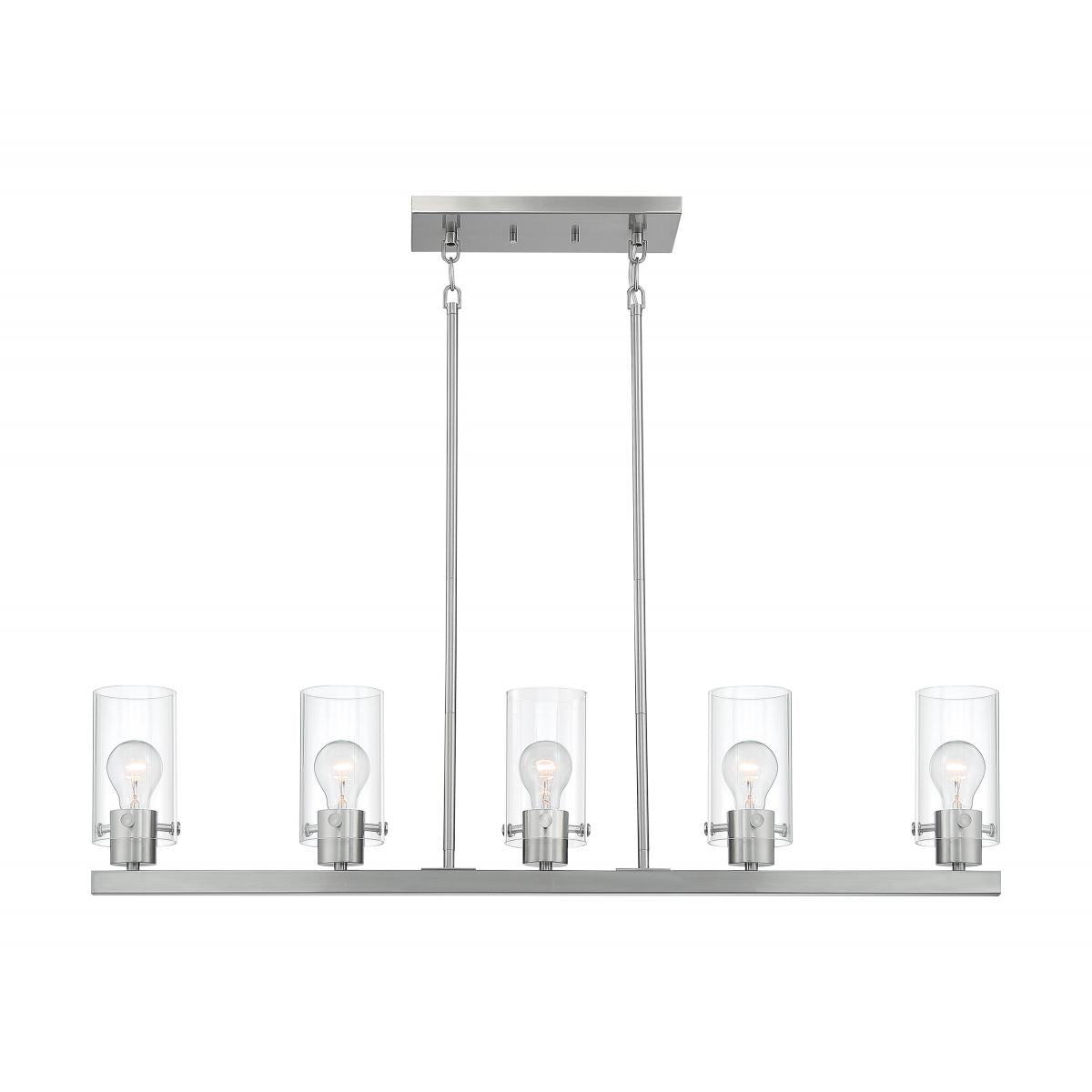 Sommerset 5 Light Island Pendant with Clear Glass - Brushed Nickel Finish