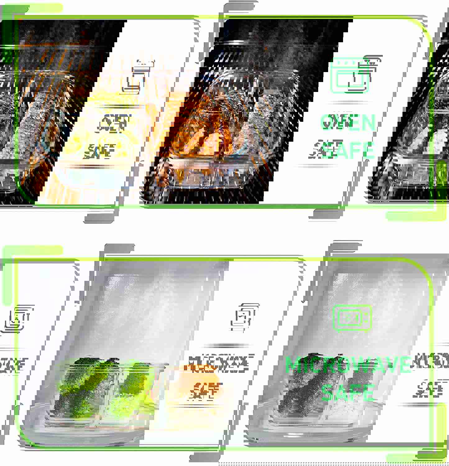 Prep Naturals Glass Meal Prep Containers 3 Compartment 5 Pack - Bento Box Glass Food Storage